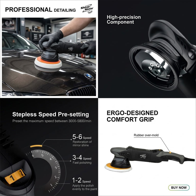 ShineMate EX620 5" 15mm | PRO Dual Action Car Polisher-2
